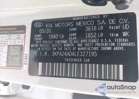 2020 Kia Rio Lx из США, поврежденный, VIN 3KPA24AD4LE327195